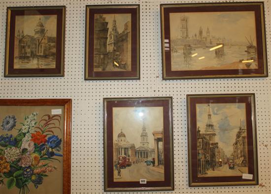 5 framed w/colours - London scenes